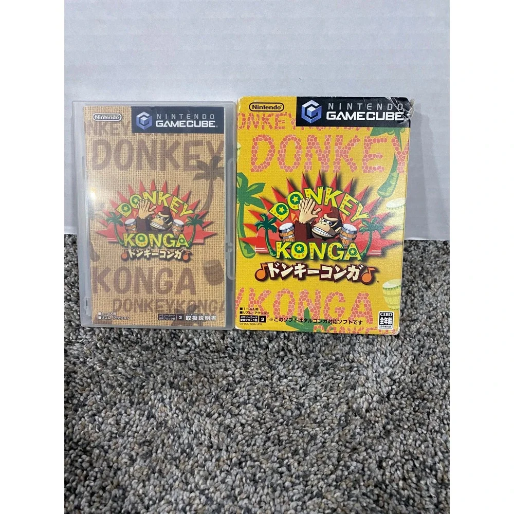 Nintendo Donkey Konga GameCube Japanese Import Yellow Good Rhythm Game NTSC-J